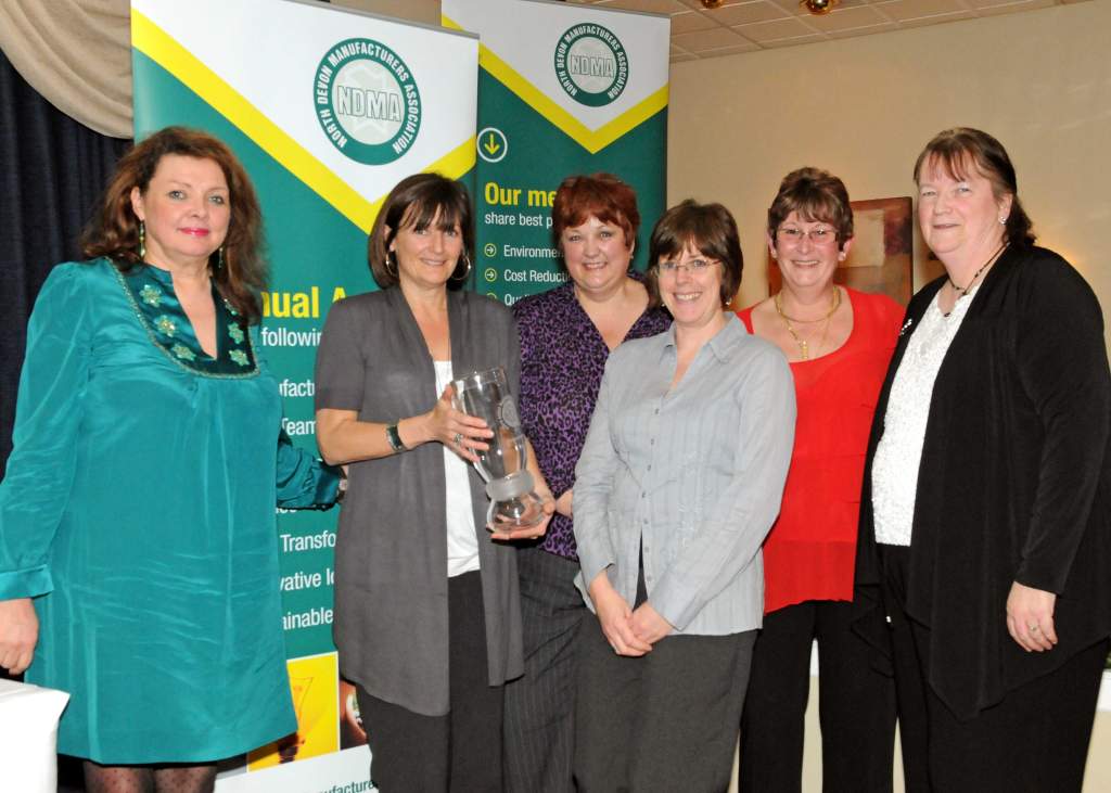 Marion Gallow of Blue Arrow recruitment, sponsors of 2011 NDMA Awards, presents TDK-Lambda UK’s Human Resources team - Lis Gillingham, Ann Morris, Gillian Barratt, Sharon Bellerby & Jane Worley with ‘Best Team of the Year’ Award.